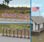Walthers Scenemaster Ho Scale 11 POST-1959 American FLAGS/8 Mailboxes Set. Fixed Price $15.29.