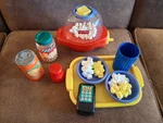 Vintage Fisher Price Fun With Food Poppity Popcorn Party Playset. Fixed Price $175.00.