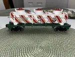 Lionel Christmas Peppermint 3 Dome Tank Car. Fixed Price $52.00.