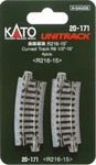 Kato 20-171 Unitrack 8 1/2 Radius 15 Deg Curve 4PCS. Fixed Price $13.75.