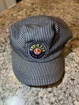Lionel Train Engineer Hat Adult Size Adjustable Blue White Stripe Conductor Cap. Fixed Price $8.95.