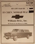 Williams Bros Inc. #54700 1955 Chevrolet Nomad 2DR. Station Wagon Bnos Ho 1:87. Fixed Price $14.95.