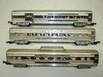 Set Of 3 American Flyer Chrome Streamline Passenger Cars Lot HH2-P29. Fixed Price $59.99.