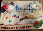 First Learning Wooden Train Set 60 Pieces. Fixed Price $10.00.