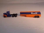 Scale Trainworx Peterbilt 350 Gulf Tractor Trailer. Fixed Price $49.00.