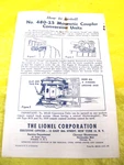 Lionel Postwar 480-23 3-57 Tt Magnetic Coupler Conver Original Instructions. Fixed Price $12.00.