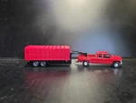 Vtg Ertl 1/64 Red Chevy Dually Pickup Truck Gooseneck Livestock Cattle Trailer. Fixed Price $44.97.