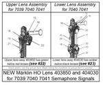 New 403850 404030 Rklin Upper & Lower Lens For 7039 41 Semaphore Signals. Fixed Price $11.75.