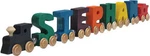 Name - Bright Color Childrens Wooden Trains. Fixed Price $5.45.