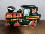 G50 Vintage Rare Japan Modern Toys Tin Western 3185 Battery Steam Engine Train. Fixed Price $85.00.