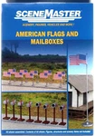 Ho Scale Walthers Scenemaster 949-4166 50-STAR American Flags And Usps Mailboxes. Fixed Price $16.98.