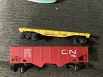 1970 Lionel 6-9020 Union Pacific Flat Train Car & Canadian National Hopper 9013. Fixed Price $24.99.