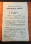 1948 Original Lionel No. 153C Contactor Operating Instructions Handbill. Fixed Price $10.00.
