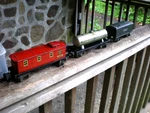 Vintage Tin Lionel Lot 2689 Tender 2680 Tanker 2682 Caboose Rollers. Fixed Price $23.00.