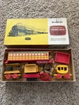 Vintage Strombecker Freight Train Wood Model Kit W/ Box Cars Parts Lot. Fixed Price $60.00.