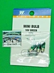 Walthers No Scale #942-3495 Bulbs, Mini, 16 Volt, Green (pkg. 3). Fixed Price $5.25.