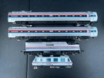 Amtrak Set Of 3 Silver Vista Lodge 21917 + Diesel Locomotive By Bachmann. Fixed Price $120.00.