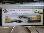 Bachmann Scale Union Pacific Operating Crane Car & Boom Tender Yellow/black. Fixed Price $29.00.