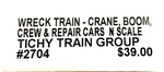 Scale Tichy Train Group 2704 Work Set Kit Pkg (4). Fixed Price $33.15.