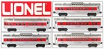 Lionel Pw 2442 (3-CARS) 2444 2446 Red Stripe 0-27 Passenger 5-CARS 1956. Fixed Price $300.00.