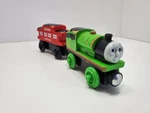Thomas & Friends Wooden Railway Percy (Y4082) And Sodor Line Caboose (Y5143). Fixed Price $10.00.