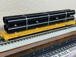 Sf-sf Frisco 60 Ft Flat Car W/4 Large Pipe Custom Load Ho Scale Display. Fixed Price $65.95.