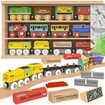 Wooden Train Set 12 Pcs Magnetic Toy Cars With Storage Box Cover Tunnel.... Fixed Price $46.02.