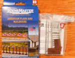 Walthers Scenemaster Ho #949-4166 American Flags And Mailboxes 1:87TH Scale. Fixed Price $14.98.