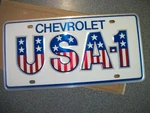 Nos Small Hole USA-1 U.S.A.-1 Chevrolet Gm Dealership License Plate Nice!. Fixed Price $159.99.
