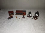 Vintage 1958 Revell Farm Buildings Shed Coop Hutch Corral Outhouse Figures. Fixed Price $25.00.