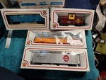 Four Cars - Bachmann Scale Incl. Santa Fe Atsf 999628 Caboose Hopper Boxcar+. Fixed Price $32.50.
