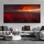 Realistic Red Sky & Dramatic Clouds Unframed Canvas Painting For Living. Fixed Price $42.83.