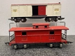 American Flyer Gauge Lot Of 2 484-L Tin Caboose & 478 White/red Boxcar. Fixed Price $12.99.