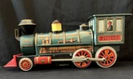 Vintage Western Locomotive Tin Train By Modern Toys Japan Not Tested 1960S. Fixed Price $29.99.