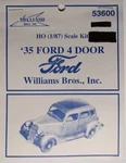 Williams Bros #53600 1935 Ford Four Door Sedan-can Be Built Road Rail-. Fixed Price $14.95.
