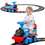 6V Electric Kids Ride On Train Motorized Toy W/ Track & Wheels Navy. Fixed Price $108.00.