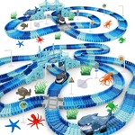 Ocean World Race Track Playset W/ Flexible Road & 2 Shark Cars, Usa. Fixed Price $42.44.