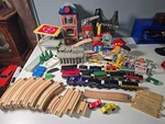 Wooden Maxim Kidkraft Railway Train Track Set Bulk Lot Of 70+ Pieces. Fixed Price $69.99.