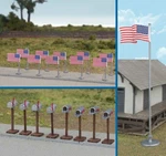 Walthers Scenemaster Ho Scale American Flags & Mailboxes 949-4166. Fixed Price $19.97.