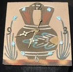 Southwestern Sand Wall Quartz Clock Turquoise-look Accents Desert Pottery. Fixed Price $39.99.