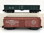 2X Vintage American Flyer 24019 Seabord Silver Meteor Boxcar, 931 Gondola Ga. Fixed Price $13.90.