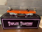 Mth Tinplate Traditions Standarg Gauge Orange Brass 200 Series Flat Car 10-2106. Fixed Price $199.99.