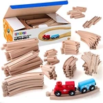 52PCS Wooden Track Pack Set With Bonus Toy Trains. Fixed Price $32.99.