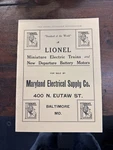 Lionel 1912 Catalog Miniature Electric Trains And New Departure Battery Motor B1. Fixed Price $10.00.