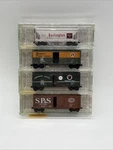 Micro-trains 20226-2 Scale 4 Pack 'fallen Flags' Cb&q, Gn, Sp&s, Np. Fixed Price $59.95.