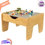 Wooden Activity Table For Kids With Board, 195 Building Bricks, Gray & Natural. Fixed Price $149.09.