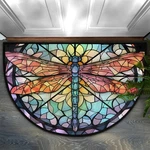 Dragonfly Colorful Stained Glass Half Round Non-slip Soft Doormats F.... Fixed Price $40.82.