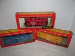 3 Vintage Tyco Ho Box Train Cars The Katy Mkt, Cp 1592 Caboose, L&n. Fixed Price $24.95.