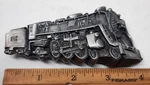 Railroad Train Locomotive Steam Engine Cutout 1978 Bergamot Belt Buckle K-39. Fixed Price $16.00.
