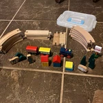 Wooden Train Figure 8 Track Set, 35 Piece Deluxe Basic .... Fixed Price $57.49.